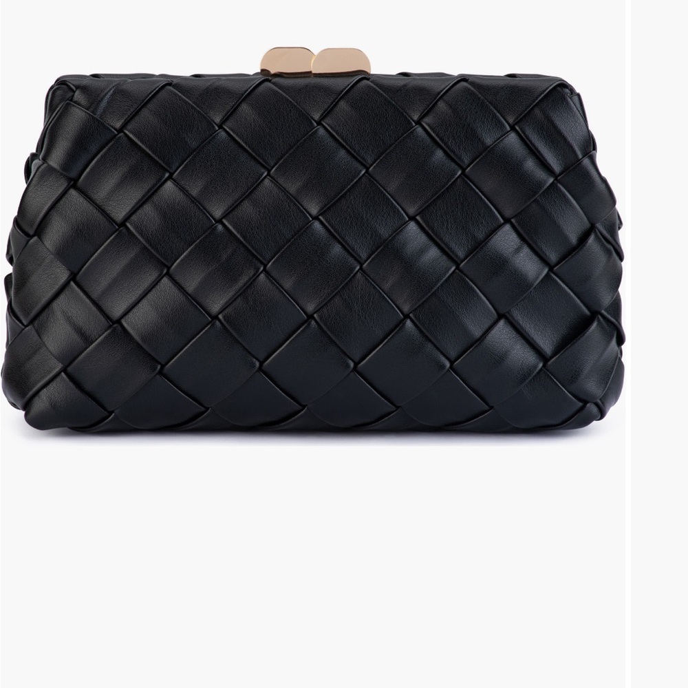Woven Black Leather Clutch